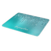 ゴージャスなアクアブルーミント&ターコイズグリッター カッティングボード (角)