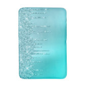 ゴージャスなアクアブルーミント&ターコイズグリッター バスマット (正面縦)