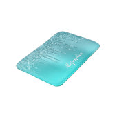 ゴージャスなアクアブルーミント&ターコイズグリッター バスマット (アングル)