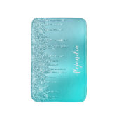 ゴージャスなアクアブルーミント&ターコイズグリッター バスマット (正面縦)