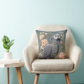 ゴージャスなアフリカ産の灰色の花模様付きエレガントオウム クッション (椅子)