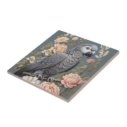 ゴージャスなアフリカ産の灰色の花模様付きエレガントオウム タイル (側面)