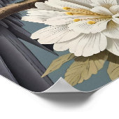 ゴージャスなアフリカ産の灰色の花模様付きエレガントオウム ポスター (角)