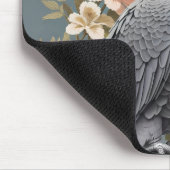 ゴージャスなアフリカ産の灰色の花模様付きエレガントオウム マウスパッド (コーナー)