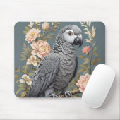 ゴージャスなアフリカ産の灰色の花模様付きエレガントオウム マウスパッド (マウス)