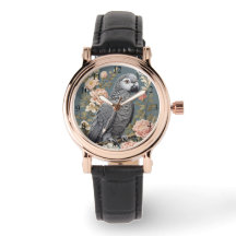 ゴージャスなアフリカ産の灰色の花模様付きエレガントオウム