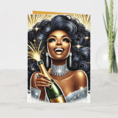 ゴージャスなアフリカ系アメリカ人女性の新年のカード シーズンカード (裏面)