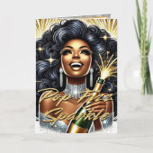 ゴージャスなアフリカ系アメリカ人女性の新年のカード シーズンカード (正面)