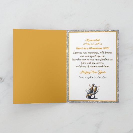 ゴージャスなアフリカ系アメリカ人女性の新年のカード シーズンカード (内部)