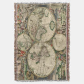 ゴージャスなアート作品ヴィンテージ旧世界地図 スローブランケット (正面縦)