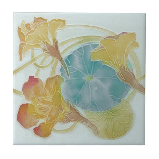 ゴージャスなアールヌーボーフローラの再生 タイル (正面)