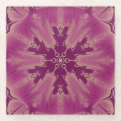 ゴージャスなエキゾチックな花パープルシェード ガラスコースター (正面)