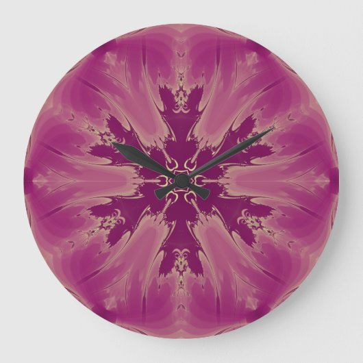 ゴージャスなエキゾチックな花パープルシェード ラージ壁時計 (正面)