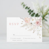 ゴージャスなエレガンス：赤面&ホワイトフローラ結婚ズ 出欠カード (スタンド正面)