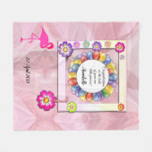 ゴージャスなエレガントフローラフラミンゴのパーソナライズ フリースブランケット (正面(横))