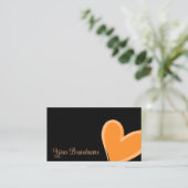 ゴージャスなオレンジ色のハートで可愛くシンプル 名刺 (スタンド正面)