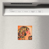 ゴージャスなオレンジ色のフラッパー20's Galスカーフ磁石 マグネット (インサイチュ (食洗機))