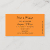 ゴージャスなオレンジ色のブラックハートと可愛いモノグラム 名刺 (裏面)