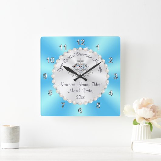 ゴージャスなクリスチャンの壁時計は任意の大事な行事。 スクエア壁時計 (ホーム)