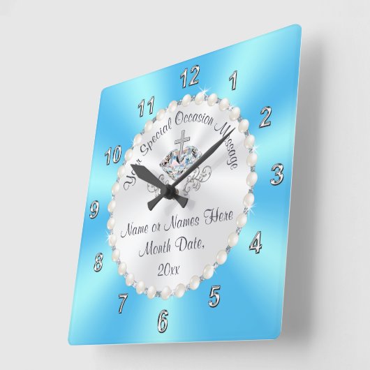 ゴージャスなクリスチャンの壁時計は任意の大事な行事。 スクエア壁時計 (傾斜)