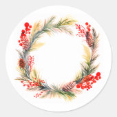 ゴージャスなクリスマスステッカーリース ラウンドシール (正面)