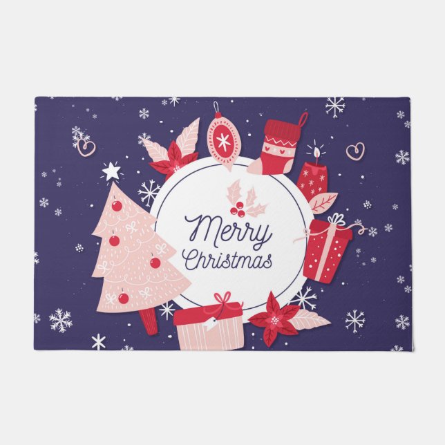 ゴージャスなクリスマススノーフレーク ドアマット (正面)