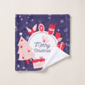 ゴージャスなクリスマススノーフレーク バスタオルセット (ウォッシュタオル)