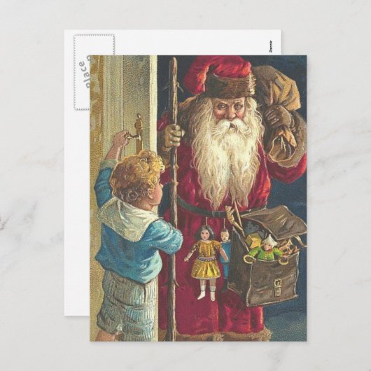 ゴージャスなクリスマスポストカービクトリアンドサンタ シーズンポストカード (正面/裏面)