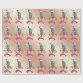 ゴージャスなクリスマスマーメイドのスノーフレーク・パターン金ゴールド ラッピングペーパー (フラット)