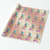 ゴージャスなクリスマスマーメイドのスノーフレーク・パターン金ゴールド ラッピングペーパー (アンロールド)