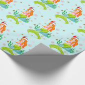 ゴージャスなクリスマスマーメイドのスノーフレーク・パターン金ゴールド ラッピングペーパー (角)