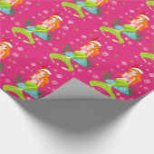 ゴージャスなクリスマスマーメイドのスノーフレーク・パターン金ゴールド ラッピングペーパー (角)