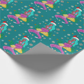 ゴージャスなクリスマスマーメイドのスノーフレーク・パターン金ゴールド ラッピングペーパー (角)