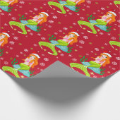 ゴージャスなクリスマスマーメイドのスノーフレーク・パターン金ゴールド ラッピングペーパー (角)