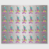 ゴージャスなクリスマスマーメイドのスノーフレーク・パターン金ゴールド ラッピングペーパー (フラット)