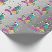 ゴージャスなクリスマスマーメイドのスノーフレーク・パターン金ゴールド ラッピングペーパー (角)