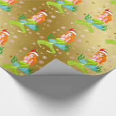 ゴージャスなクリスマスマーメイドのスノーフレーク・パターン金ゴールド ラッピングペーパー (角)