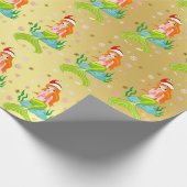 ゴージャスなクリスマスマーメイドのスノーフレーク・パターン金ゴールド ラッピングペーパー (角)