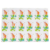 ゴージャスなクリスマスマーメイドのスノーフレーク・パターン金ゴールド ラージペーパーバッグ (正面)