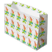 ゴージャスなクリスマスマーメイドのスノーフレーク・パターン金ゴールド ラージペーパーバッグ (裏面アングル)