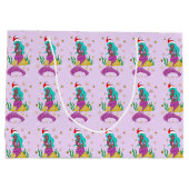 ゴージャスなクリスマスマーメイドのスノーフレーク・パターン金ゴールド ラージペーパーバッグ (裏面)