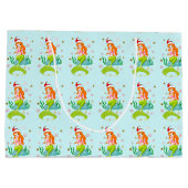 ゴージャスなクリスマスマーメイドのスノーフレーク・パターン金ゴールド ラージペーパーバッグ (裏面)