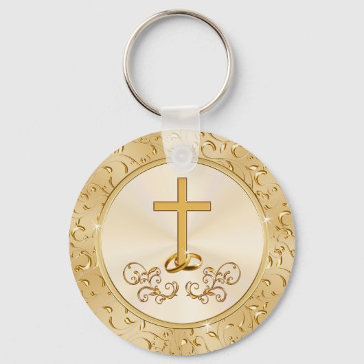 ゴージャスなクロス・キリスト教記念日パーティーの好意 キーホルダー (裏面)