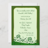 ゴージャスなグリーンのお花の５０歳誕生日パーティー招待状 招待状 (裏面)