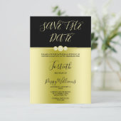 ゴージャスなゴールドとブラックのエレガントなダイヤモンド 40歳の誕生日 セーブザデート (スタンド正面)