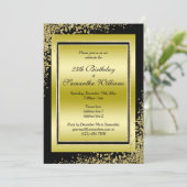 ゴージャスなゴールドのコンフェッティデコレーション 誕生日 招待状 (スタンド正面)