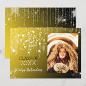 ゴージャスなゴールドの卒業写真発表 招待状 (正面/裏面)