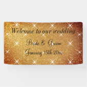 ゴージャスなゴールドの結婚式パーティーウェルカムバナーのサイン 横断幕 (横)