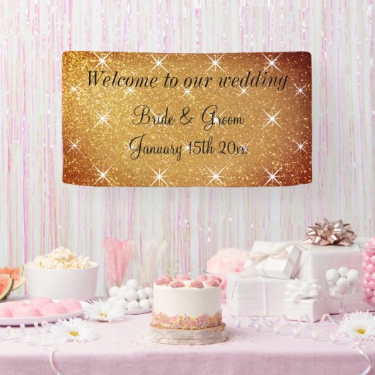 ゴージャスなゴールドの結婚式パーティーウェルカムバナーのサイン 横断幕 (パーティー)