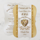 ゴージャスなゴールドの結婚50周年招待状 招待状 (正面/裏面)